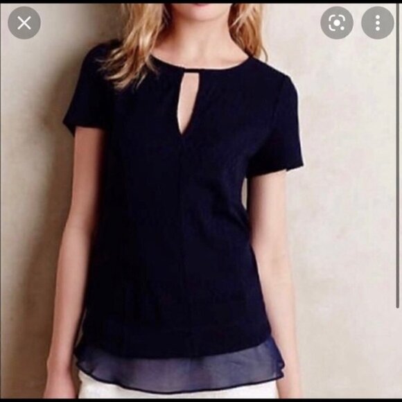 Deletta Tops - Anthropologie Deletta soledad navy keyhole blouse size M